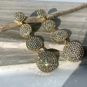 New ~ Anthropologie Ettika Rhinestone Encrusted Graduated Drop Earrings